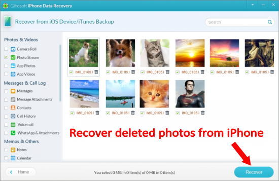 Recover Deleted Photos from iPhone without Backup.