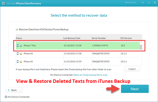 Restore Text Messages from Previous iTunes Backup