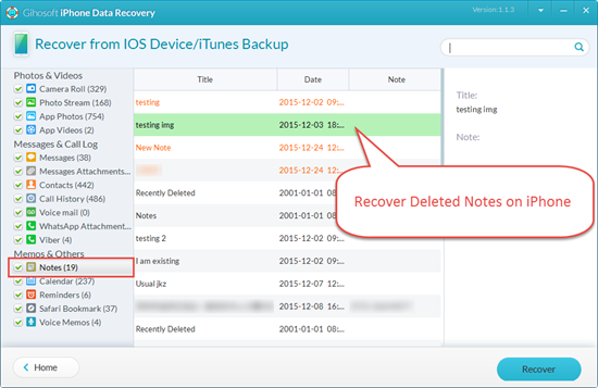 To Recover Disappeared or Lost Notes on iPhone/iPad without Backup.