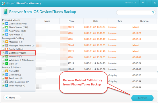 how to recover phone call history iphone