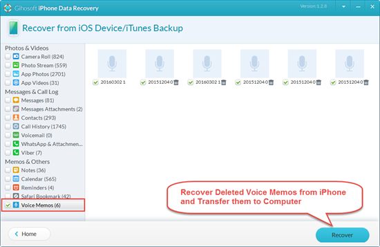 Recover Lost or Deleted Voice Memos from iPhone