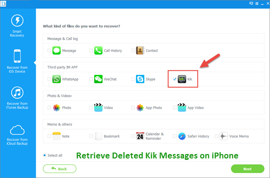 Retrieve old or deleted Kik messages with Kik chat recovery tools