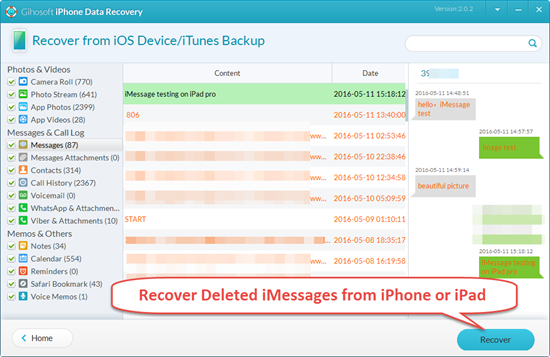 Retrieve Deleted iMessages from iPhone or iPad with Freeware