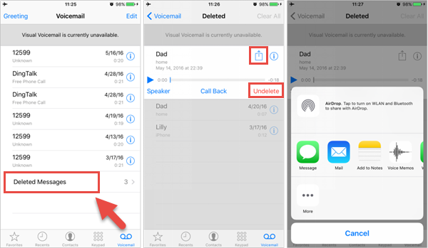 Check and Undelete Voicemails on iPhone Itself