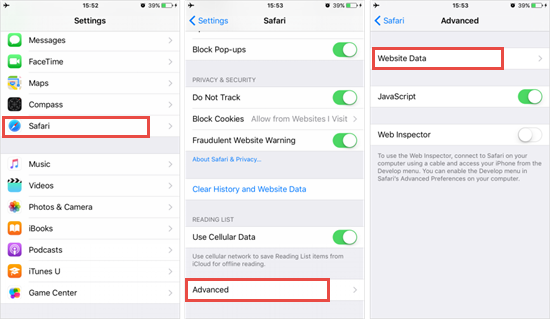 View Deleted Safari History in iPhone/iPad Settings