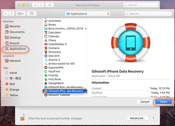 Below are the steps to fully trust Gihosoft iPhone Data Recovery in Mac