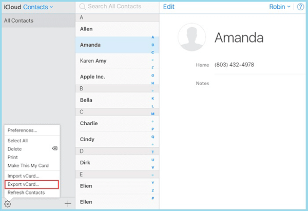 Export iCloud Contacts Onto Your Computer