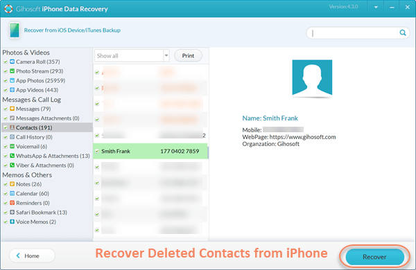 Recover Deleted Contacts from iPhone without Backup