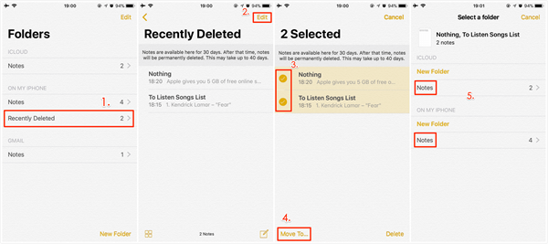 Free Recover Notes on iPhone with Recently Deleted.