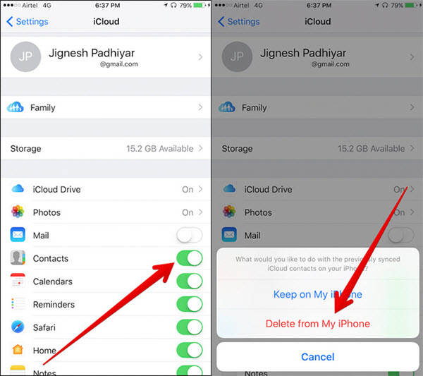 Turn iCloud Contacts Off/On.